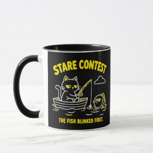 Mug Concours de regards drôles de pêche chat jaune des