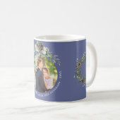 Mug Cône bleu nouvellement mariés 1er noël photo (Devant droit)