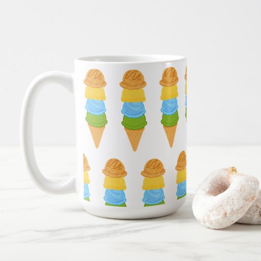 Mug cône crème glacée coloré (Avec donut)