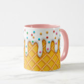 Mug Cône de gaufre à la crème glacée avec arroses (Devant droit)