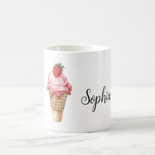 Mug Cône de glace à la fraise rose
