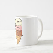 Mug Cône de glace à trois boules Kawaii (Devant droit)