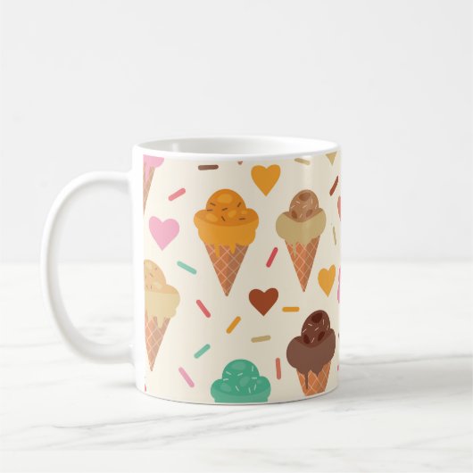 Mug Cônes de glace mignons avec des cœurs (Gauche)