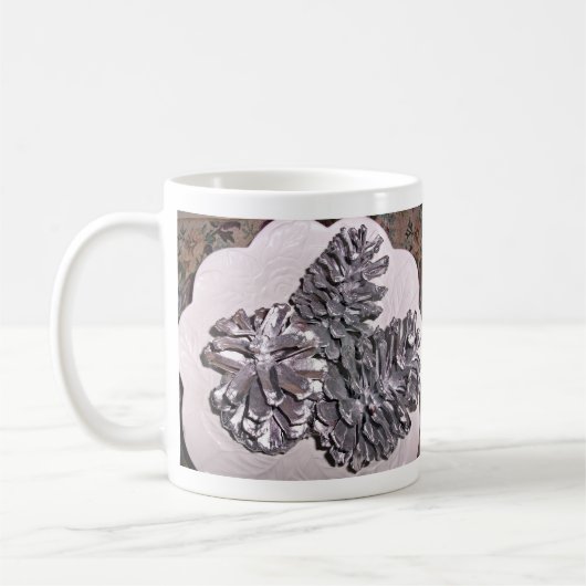 Mug Cônes de pin peints par argent (Gauche)