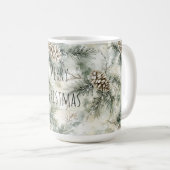Mug Cônes de pin verts Noël (Devant droit)