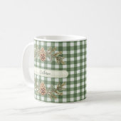 Mug Cônes et branches de pin En vichy personnalisées (Devant gauche)