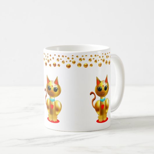 Mug Confetti avec points de chat et d'or (Devant droit)