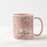 Mug Confetti Monogramme de Parties scintillant d'or Ro<br><div class="desc">Confetti de parties scintillant d'or rose moderne et rose nom de feuille d'or et mug monogrammed. Ce design féminin présente une parties scintillant en or rose rose rose rousse scintillante confetti cadre sur arrière - plan en feuille d'or rose faux. Vous pouvez personnaliser avec votre nom et votre initiale monogramme...</div>