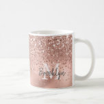 Mug Confetti Monogramme de Parties scintillant d'or Ro<br><div class="desc">Confetti de parties scintillant d'or rose moderne et rose nom de feuille d'or et mug monogrammed. Ce design féminin présente une parties scintillant en or rose rose rose rousse scintillante confetti cadre sur arrière - plan en feuille d'or rose faux. Vous pouvez personnaliser avec votre nom et votre initiale monogramme...</div>