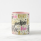 Mug Confetti Noir Rose d'or aime la paix (Centre)