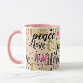 Mug Confetti Noir Rose d'or aime la paix (Gauche)