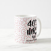 Mug Confettis argentés de coeurs de quarantième (Devant droit)