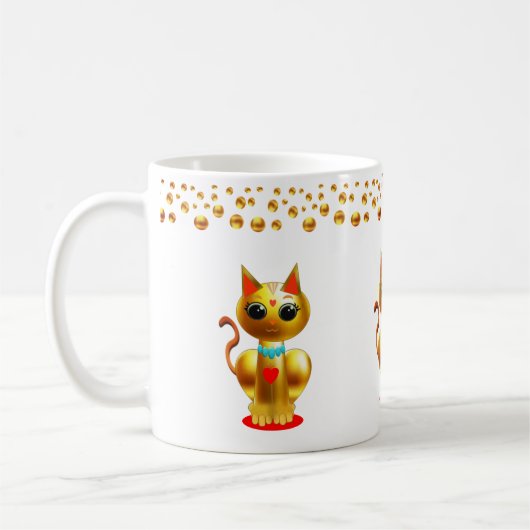 Mug Confettis Chat et Points Dorés (Gauche)