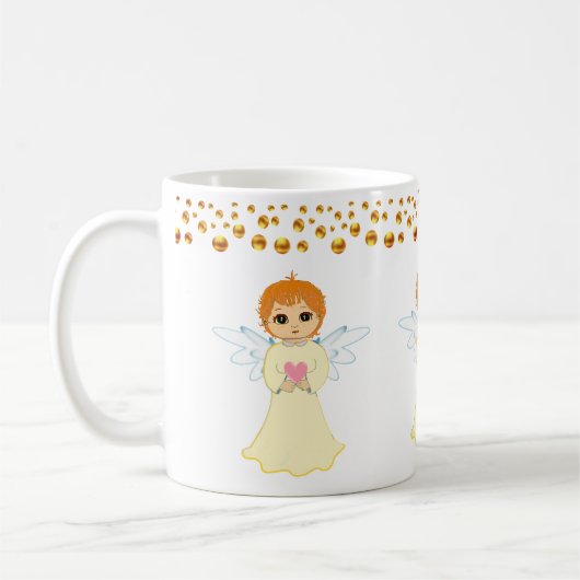 Mug Confettis de points dorés et ange (Gauche)