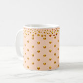 Mug Confettis de points dorés sur fond rose corail (Devant gauche)