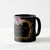 Mug Confettis d'or de fleur de parties scintillantes (Devant droit)
