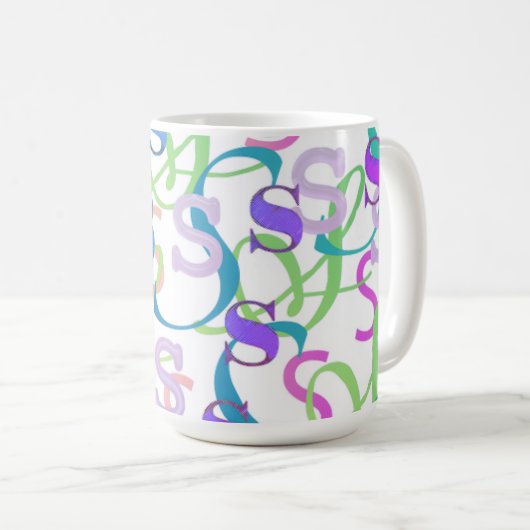 Mug Confettis en forme de lettre "S" (Devant droit)
