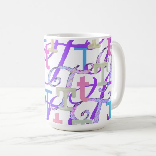 Mug Confettis en forme de lettre "T" (Devant droit)