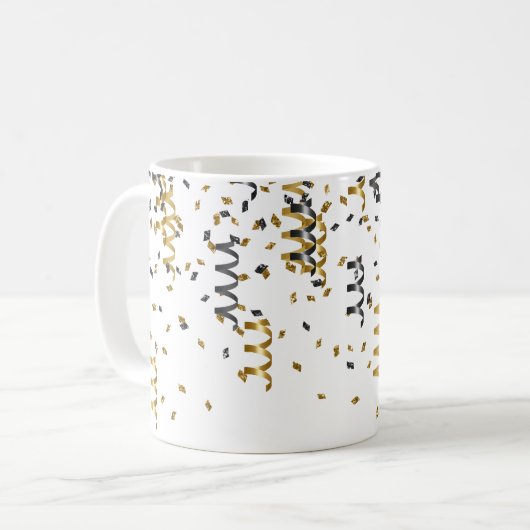 Mug Confettis Noir Or (Devant gauche)