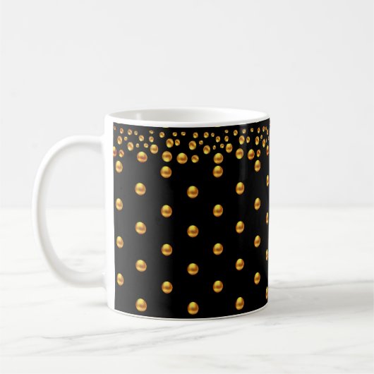 Mug Confettis Point Doré sur Fond Noir (Gauche)