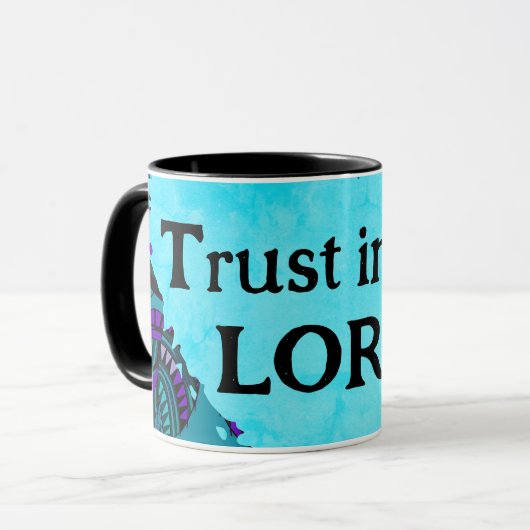 Mug Confiance Dans Le Seigneur Poisson Feuilles Purple (Devant gauche)
