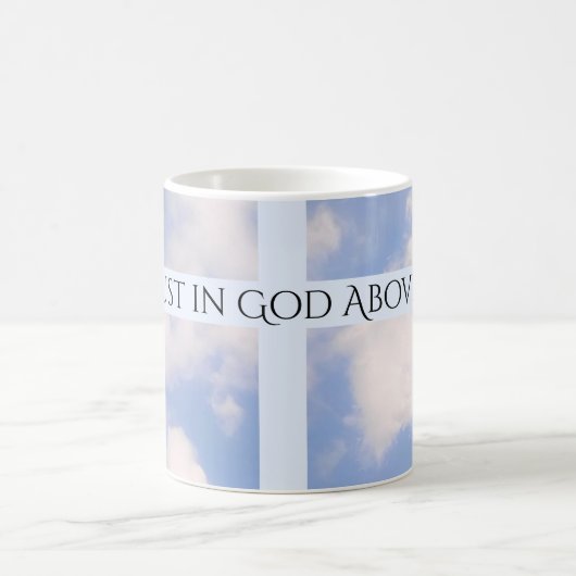 Mug Confiance en Dieu Croix Bleu clair Pâques (Centre)