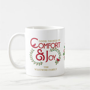 Mug Confort et joie Typographie de Noël personnalisée
