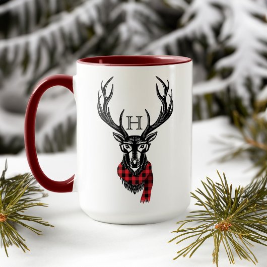 Mug Confortable et chaleureux | Monogramme de cerfs de
