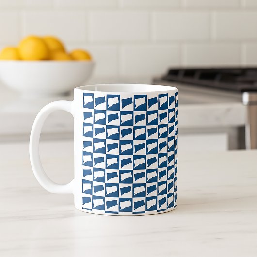 Mug Connecticut State Silhouette Pattern in Blue White