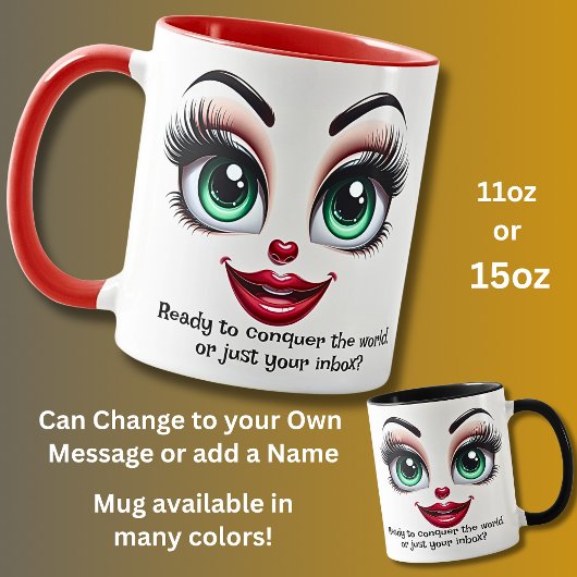 Mug Conquérir le monde Ajouter un nom Message Yeux Fa