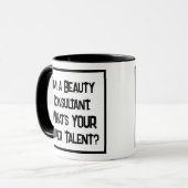 Mug Conseil de beauté Super Talent. Deux tons (Devant gauche)