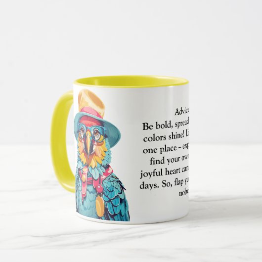 Mug Conseil Drôle D'Un Macaw (Devant gauche)