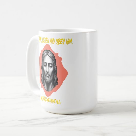 Mug Conseils divins : Chercher, Écouter, Obey (Devant gauche)