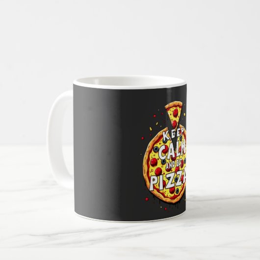 Mug Conserver calme et manger pizza : Conception parfa (Devant gauche)