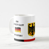 Mug Conserver le calme Allemagne & Drôle Texte, drapea (Devant gauche)