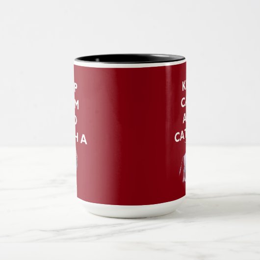 Mug Conserver le calme attraper une police blanche Uni (Centre)