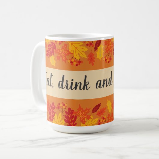 Mug Consommer boire vegan thandonner automne avec feui (Devant gauche)