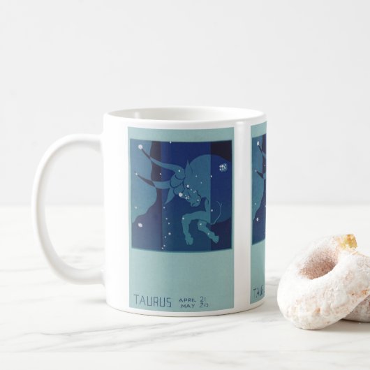 Mug Constellation du Taureau Taureau Zodiaque Vintage (Avec donut)