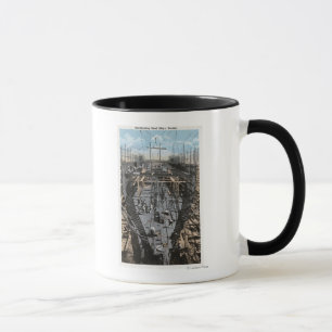 Mug Construction d'une scène de navire en acier