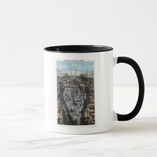 Mug Construction d'une scène de navire en acier (Droite)