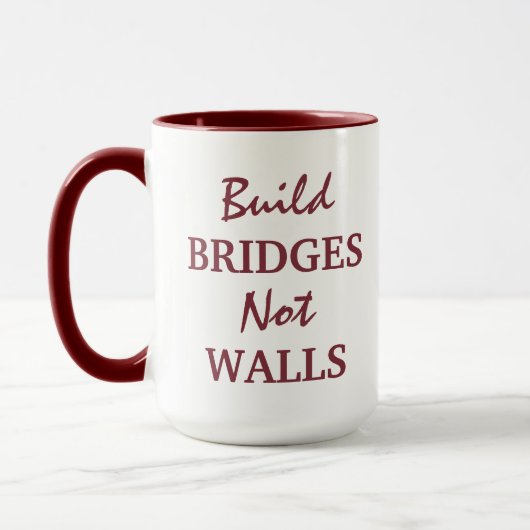 Mug "Construire des ponts non des murs", nom personnal (Gauche)