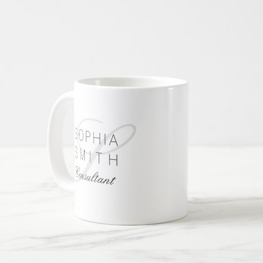 Mug Consultant en matière élégant de monogramme (Devant gauche)