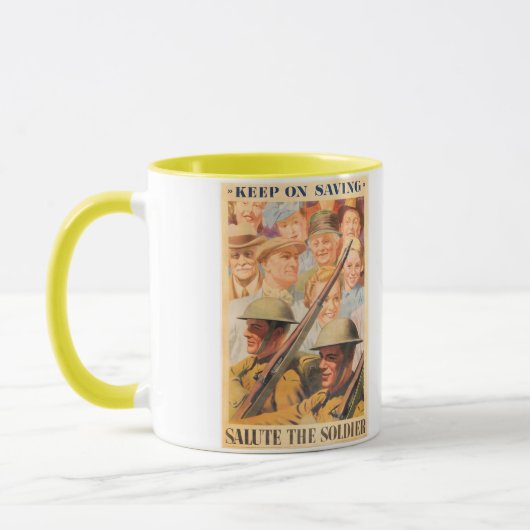 Mug Continuez à Épargner. Réimpression d'une affiche b (Gauche)