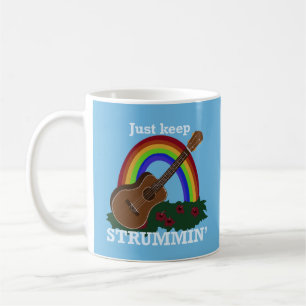 Mug Continuez à gratter Ukulele Arc-en-ciel Hawaïen