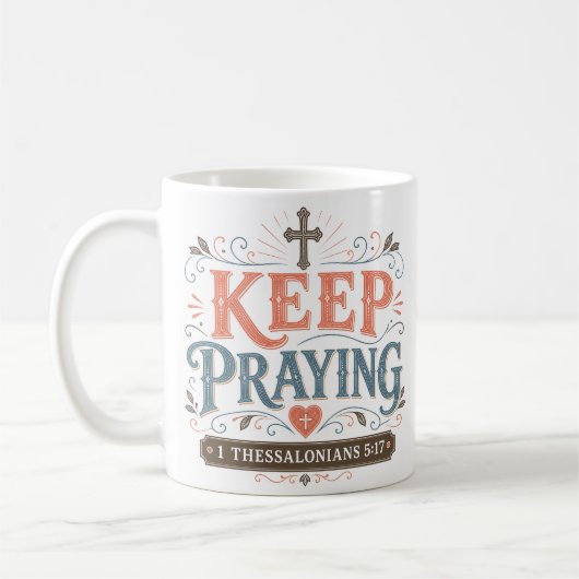 Mug Continuez à prier Prière quotidienne Dévozione mat (Gauche)