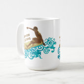 Mug Continuez à surfer, Grunge et vagues pour les surf (Devant gauche)