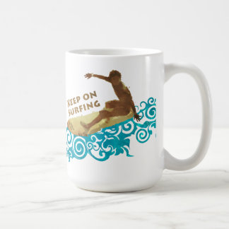 Mug Continuez à surfer, Grunge et vagues pour les surf