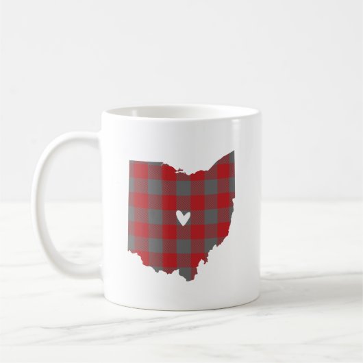 Mug Contour de l'Ohio de plaid de Buffalo d'écarlate (Gauche)