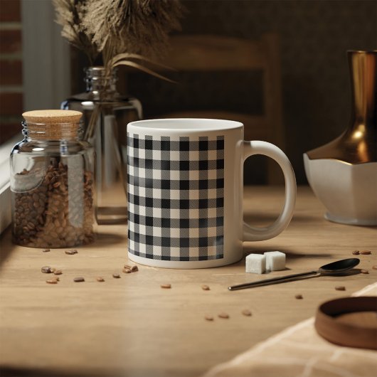 Mug Contrôle noir et blanc plaid