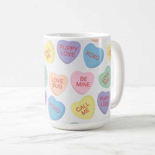 Mug Conversation de la Saint-Valentin Coeurs de bonbon (Devant droit)